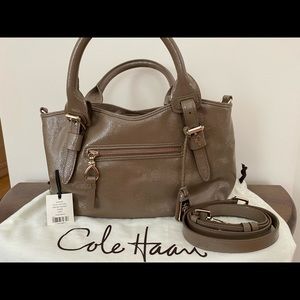 Cole Haan Eliza Satchel Greige Patent *Excellent Condition*